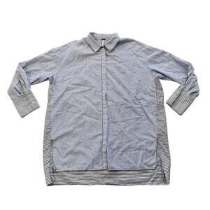 Free People Lakehouse Blue White Striped Striped Button Down Shirt Womens Medium